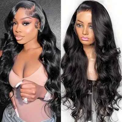 Natural Wave 13x6 Lace Front Wigs For Women Glueles Brazilian Human Hair Wavy - Image 1 of 4