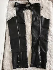 Harley Davidson Men's Genuine Leather Riding Chaps Size Large Light Use - Picture 1 of 11