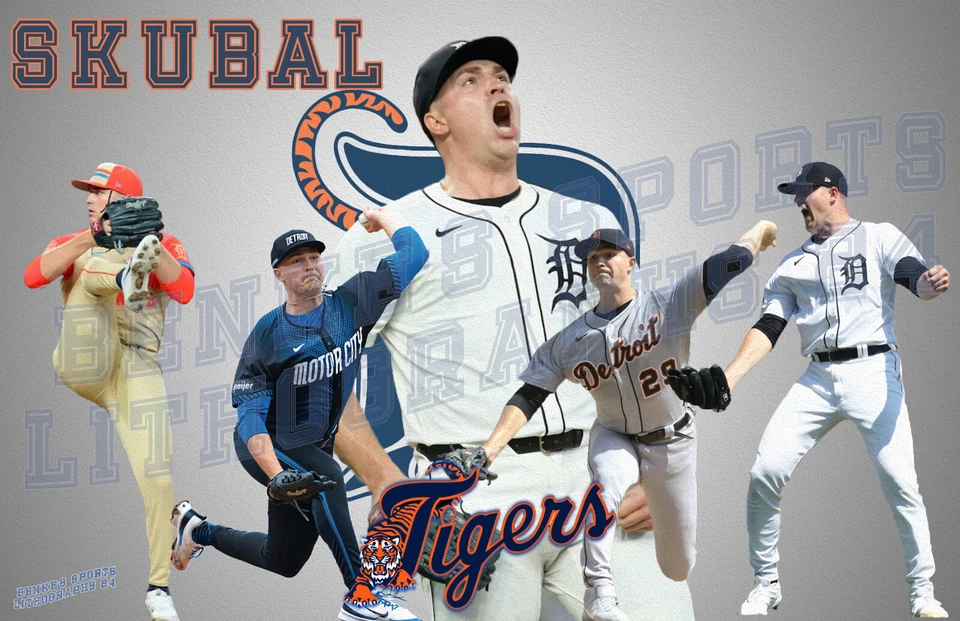 Impresión litográfica de los Tigres de Detroit de Tarik Skubal 2024 17 x 11 Foto 1 de 1