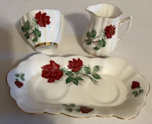 Antiguo Juego de China Royal Bone-crema, azucarero y bandeja-tamaño pequeño - Imagen 1 de 2