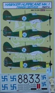 Hawker Hurricane Mk.I finlandés Pt.II - JUEGO DE CALCOMANÍAS, DEC72224, MODELOS KORA, 1:72 - Imagen 1 de 1