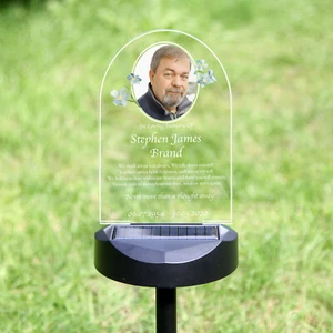 Indicatore tomba memoriale solare personalizzato LightUp, la tua foto, lapide, placca - Foto 1 di 4