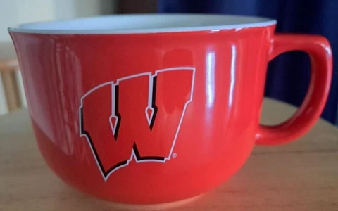 NCAA 32 oz. "Large" Bowl-Mug WISCONSIN BADGERS. High Gloss-Ceramic * Brand New Cover