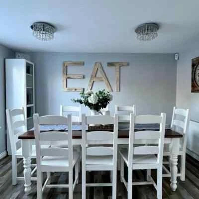 New 7ft Farmhouse Dining Table with 8 Chairs - Rustic - Free Delivery - Image 1 of 4