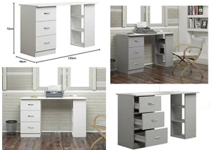 120cm Computer Desk Modern Study Writing Table PC Workstation 3 Shelf 3 Drawers - Picture 1 of 13