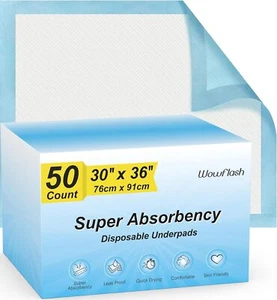 50Ct 30x36” Super Absorbency Disposable Underpads Leakproof Quick Drying,Dog Pad - Picture 1 of 13