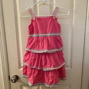 Gymboree Pink Poplin Tiered Dress Hello Cupcake Girls Size 7 - Picture 1 of 12