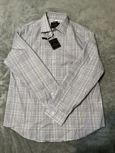 NWT JOS. A. Bank Button Up Shirt Men L Gray Plaid Reserve 2-Ply Egyptian Cotton - Picture 1 of 9
