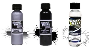 Spaz Stix 3pk Clear Black Backer Mirror Chrome Airbrush Paint 10900 10200 10000 - Picture 1 of 1