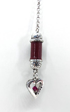 Brighton silver plated "Heart Song" "Hope" Red Pendant Necklace 17"