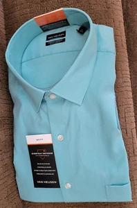 Van Heusen Men's BIG TALL Long Sleeve Dress Shirt Opal Blue Green 18.5 19 20 - Picture 1 of 5