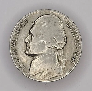 Moneda de níquel Jefferson 1941-S gran variedad S #47,1 - Imagen 1 de 5