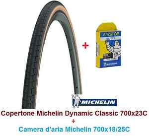Copertone Michelin Dynamic Classic 700x23C + Camera d'aria per Bici 28" Corsa