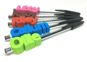 PERSONALISED PEN TOPPERS FOR OFFICE / SCHOOL + FREE BIC BIRO CRISTAL BALLPOINT - Afbeelding 1 van 21
