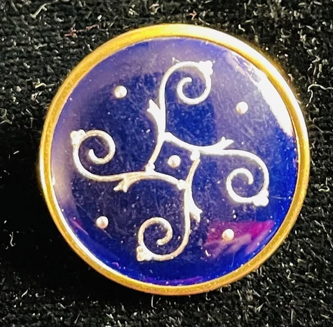 Ex Rare Vintage BLUE ENAMEL W/foil spiral French brass button, ca.,mid-1900s/20s Cover