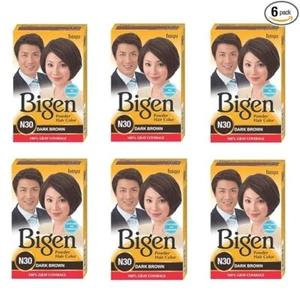 Bigen Powder Hair Color, Dark Brown N30 - Pack of 6 (Combo Set) - Picture 1 of 8