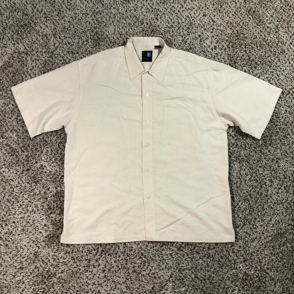 复古 OC Ocean Current 男式 L 码黄色格子滑板冲浪衬衫纽扣 — 第 1/4 张图片