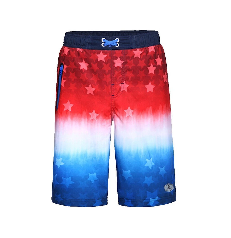 Rokka&Rolla Boys' 4-Way Stretch Swim Trunks Board Shorts Bathing Suit Swimwear - Image 1 of 3