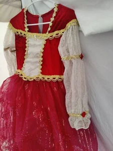 Disneyland Resort Princess HOLIDAY BELLE red/gold Dress Costume LG 10-12! - Picture 1 of 10