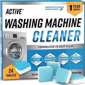 Washing Machine Cleaner Descaler 24 Pack - Deep Cleaning Tablets for HE Front Lo - Picture 1 of 5