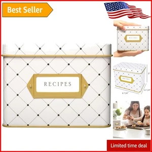 Decorative Recipe Tin Box – Stylish 4”x6” Card Storage with Charming Dots - Picture 1 of 9