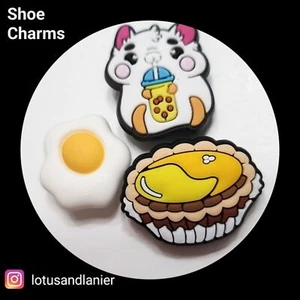 Shoe Charms "Egg Tart" Charms Set of 3 - Picture 1 of 2