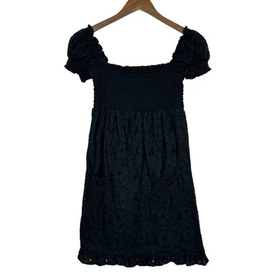 Mini Babydoll de Algodón Juicy Couture 0 Negro con Ojales Calado con Bolsillos Foto 1 de 4