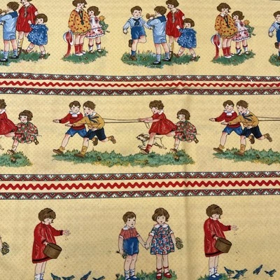 Michael Miller Recess Stripe row print retro Cotton Fabric 44x18” Half Yard - Image 1 of 4