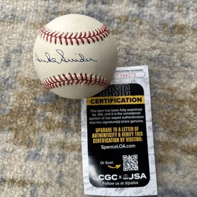 Duke Snider Dodgers HOFer Signed NL Baseball JSA Authenticated Cream White - Image 1 of 4