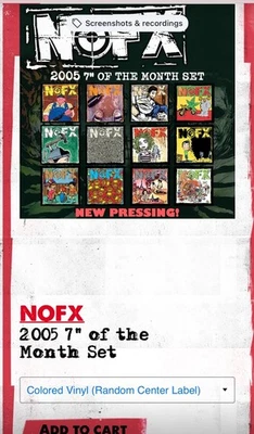 NOFX 12 X7" inch of the Month Club Set 2005 Color Vinyl *LABEL MISPRINT! - Image 1 of 4