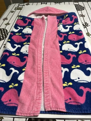 Pottery Barn Kids Whale Pink & Blue Hooded Beach Bath Towel EUC 23x34” - Image 1 of 4