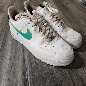 Size 12 - Nike Air Force 1 '07 LV8 White Aquamarine Black Leather (DJ5148-100) - Picture 1 of 8