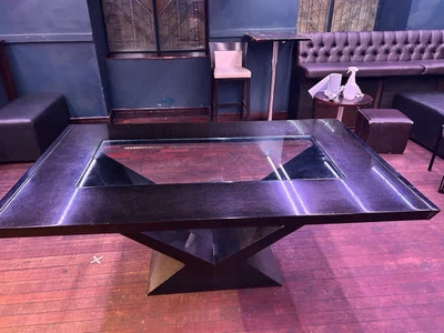 Barker and Stonehouse Dining Room Tabe + 6 Chairs And Extenders Black, Glass - Image 1 of 4