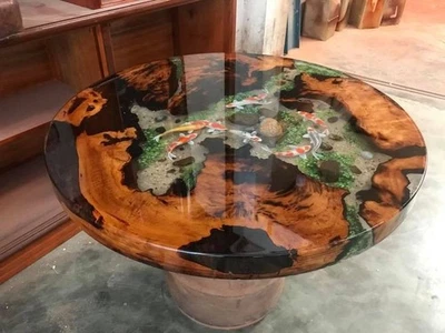Luxury Clear Epoxy Resin Coffee Table, Handmade Living Room Decor , With Stand - Image 1 of 4