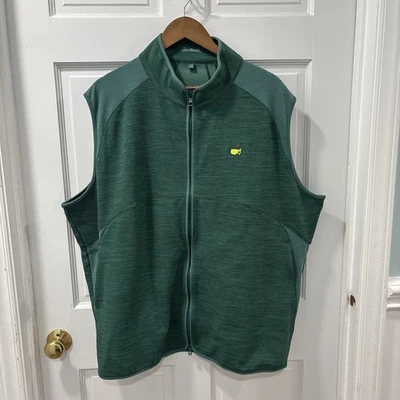 Masters Peter Millar Men’s Textured Green Full Zip Vest Sz XXL Augusta National - Image 1 of 4