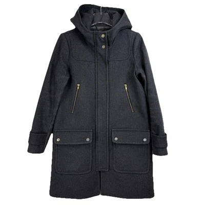 J. Abrigo de Lona Crew Melton Lana A8904 Mujer 8 Negro Largo Minimalista ITALIA Foto 1 de 4