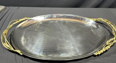 Gold Tray with Ginkgo by Michael Aram 24” - Image 1 of 4