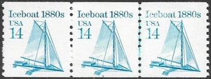 US Stamp #2134 14c. Iceboat Coil Strip of 3 Plate # 2 MNH - Picture 1 of 1
