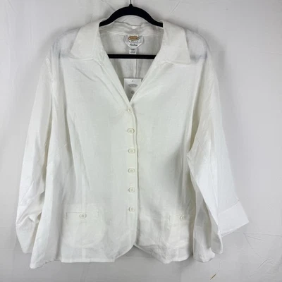 Talbots Women Unlined Ivory Irish Linen Jacket Sz 22W Minimalist Lagenlook - Image 1 of 4