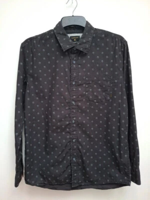 mens black shirt long sleeve Medium Patterned Modern Surfer Quiksilver cotton - Image 1 of 4