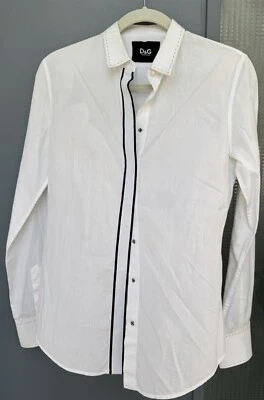 Dolce Gabbana Mujer Camisa Blanca Abotonada Blanca Negra Rayas Foto 1 de 4