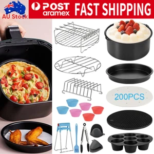 8" Air Fryer Accessories Rack Cake Pizza Oven Barbecue Frying Pan Tray Cage Pot - Picture 1 of 11