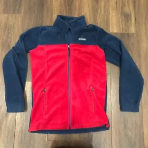 Columbia Boys Sz XL 18/20 Steens Mountain Fleece Zip Up Sweater Red & Blue - Picture 1 of 7