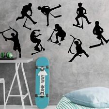 Set Of 8 Stunt Scooter Wall Sticker Boy Room Kids Room Posters Bicycle Sport