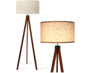 Wood Tripod Floor Lamp, Mid Century Standing Lamp, Modern Design Studying Lig... - Picture 1 of 8