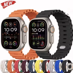 For Apple Watch Strap Series Ultra 10/9/8/7/6/5/4/3 iWatch Sports Silicone Band - Picture 1 of 15