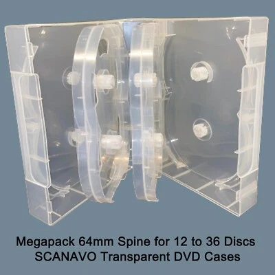 Megapack 64mm Spine Holds 12 - 36 Discs Scanavo New Replacement DVD Case LOT