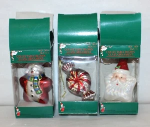 3 Sammlerstücke handbemalter mundgeblasener Glas Christbaumschmuck in Box Neu aus altem Lagerbestand #C1 - Bild 1 von 8
