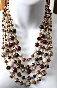 Vintage Talbots Multi-Strand Multi-color Glass Bead Necklace- 22" - Picture 1 of 3