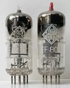 2 x TELEFUNKEN EF802, high end audio tubes, twin O-getter, Ulm 1956 / 1957 - Bild 1 von 11